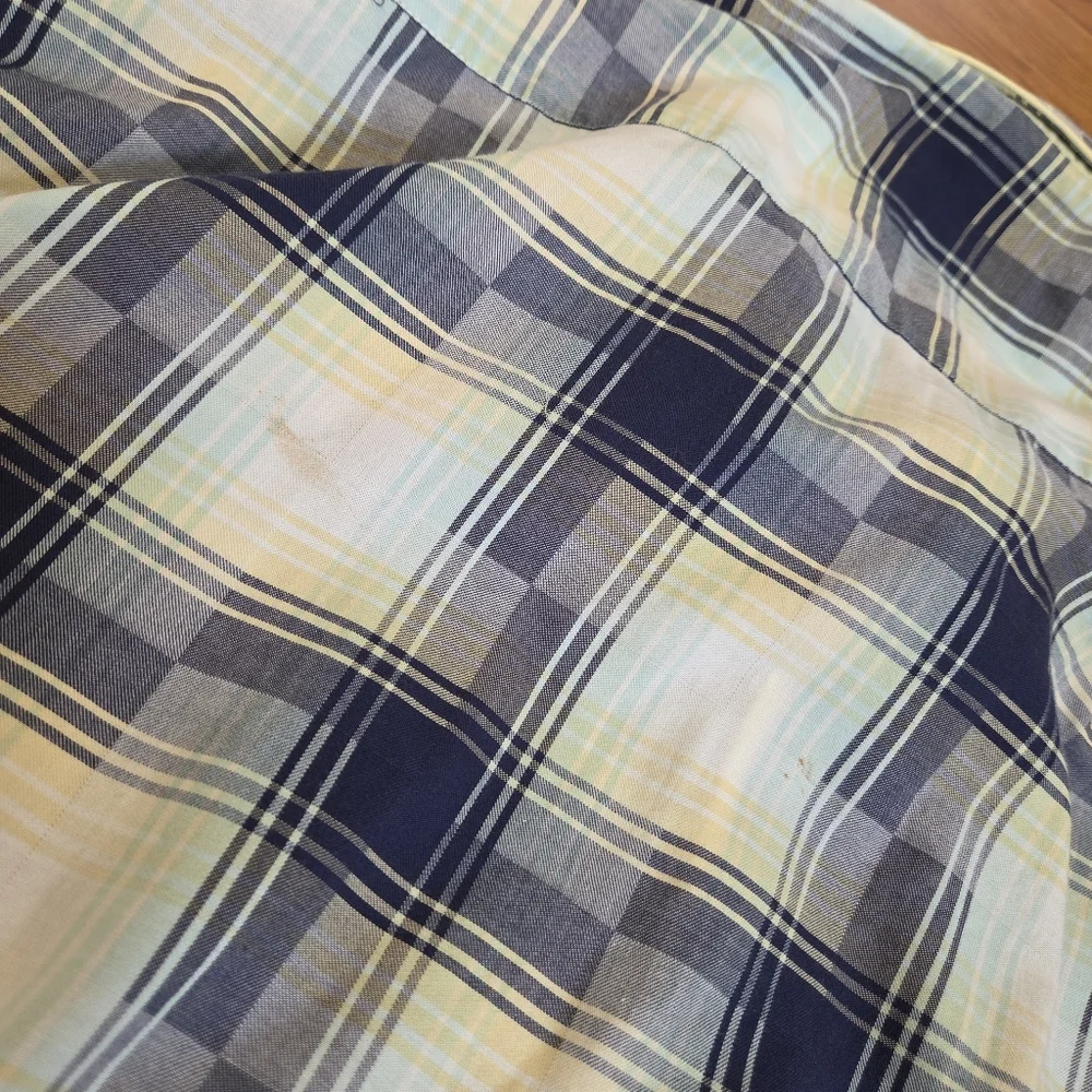 Maceoo Long Sleeve Button Down Shirt Mens L Yellow Italian Plaid Geometric Print - Picture 11 of 14